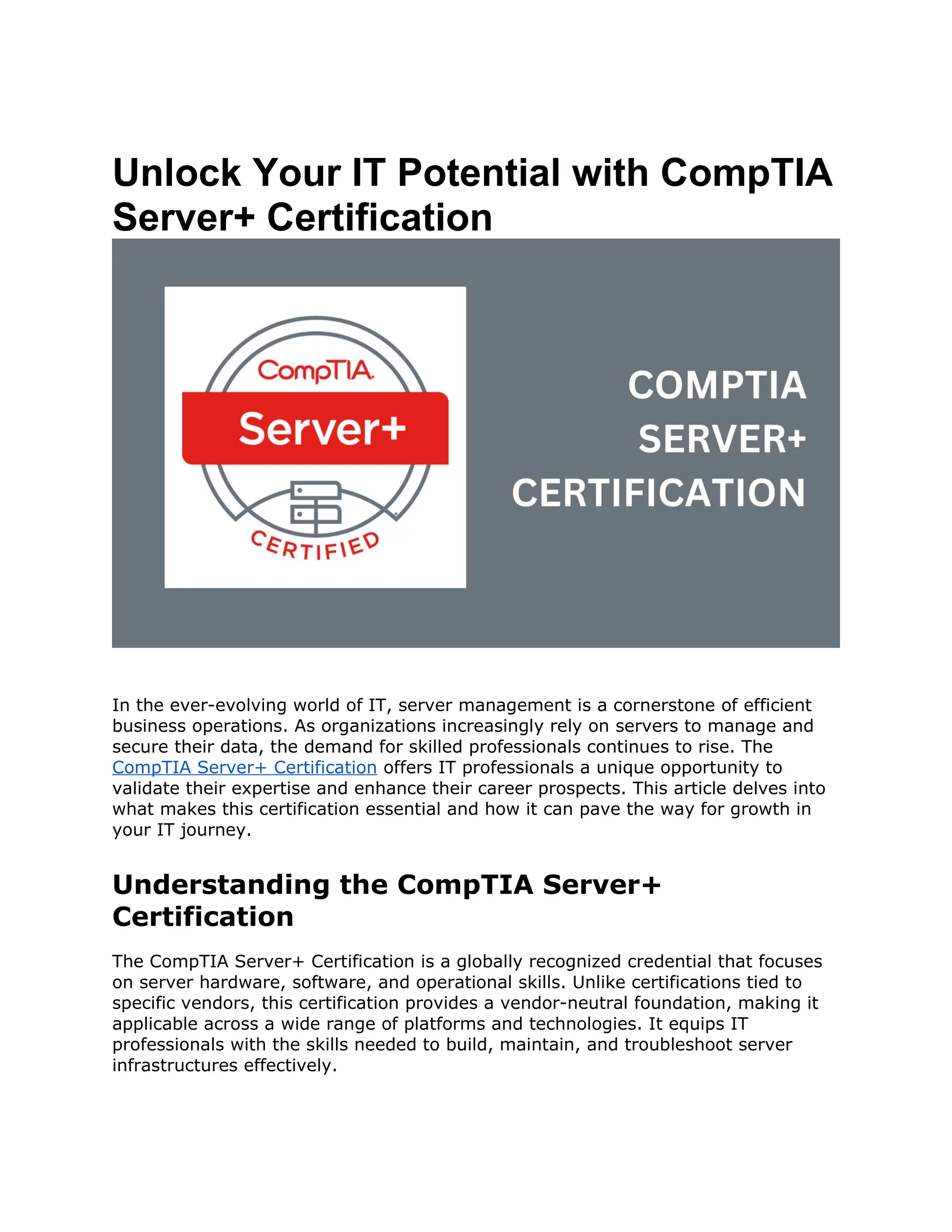 Unlock Your IT Potential with CompTIA Server+ Certification.docx