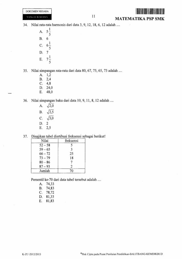 Soal Ujian Nasional Un Matematika Th Pel 2012 2013 Ap