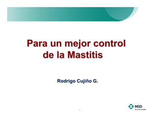 Para un mejor control
   de la Mastitis

      Rodrigo Cujiño G.




               1
 