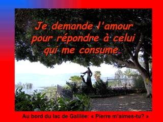 Au bord du lac de Galilée: « Pierre m’aimes-tu? »  Je demande l'amour pour répondre à celui qui me consume . 