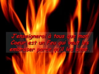 J’enseignerai à tous que mon Coeur est un Feu qui veut les embraser parce qu‘il les aime. 