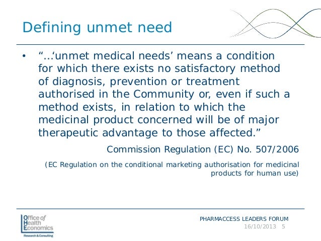 unmet need in health care and economic value