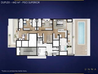 DUPLEX – 442 M² - PISO SUPERIOR 
*Todos os ambientes terão forro. 
 