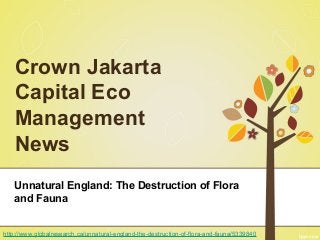 Crown Jakarta
Capital Eco
Management
News
Unnatural England: The Destruction of Flora
and Fauna
http://www.globalresearch.ca/unnatural-england-the-destruction-of-flora-and-fauna/5339840
 