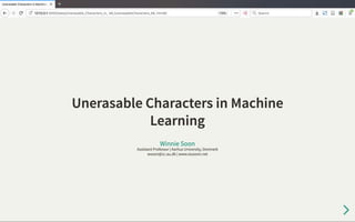 Unerasable Characters in Machine Learning