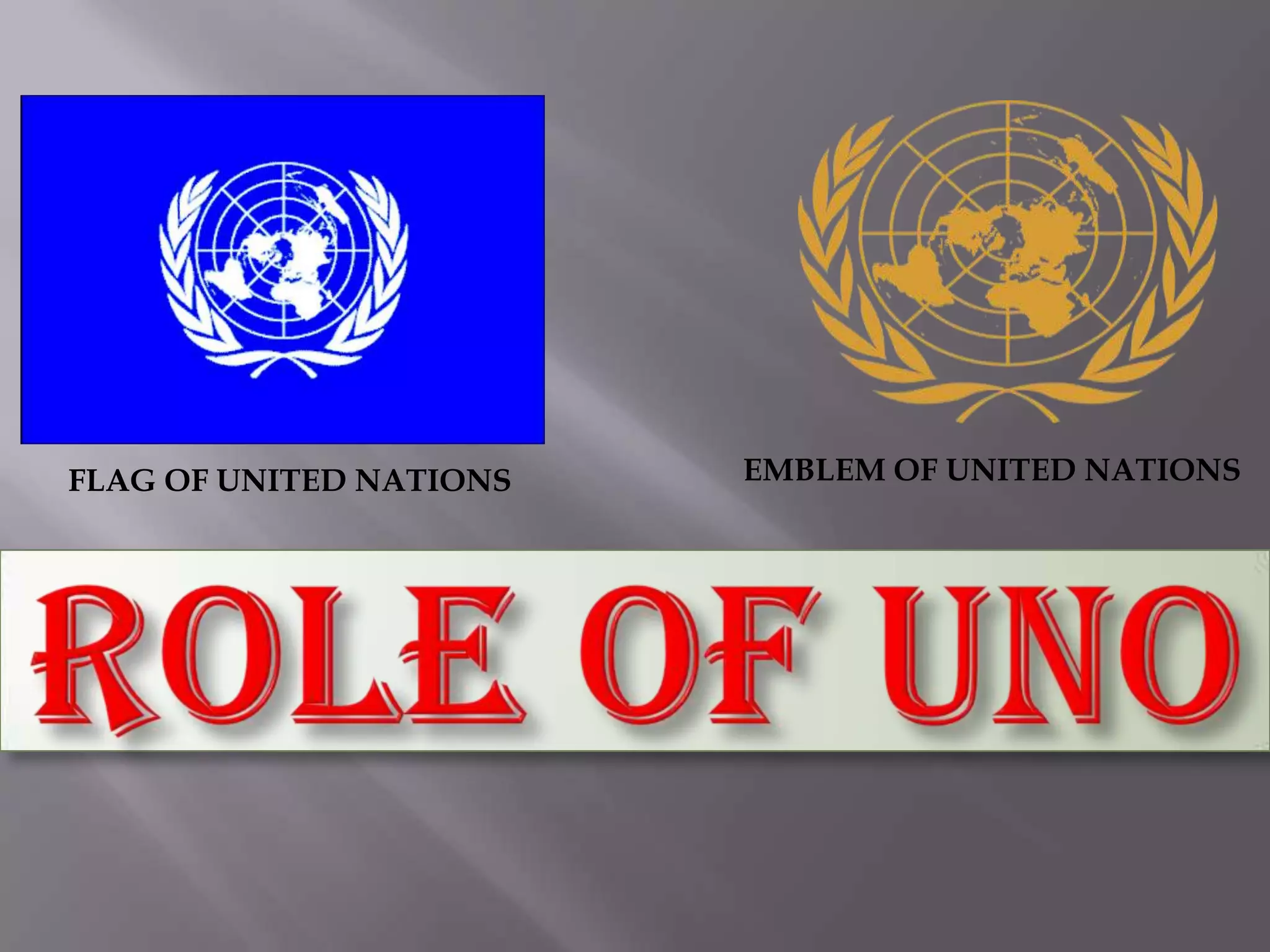FLAG OF UNITED NATIONS EMBLEM OF UNITED NATIONS
 