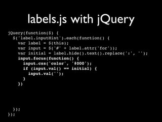 Unobtrusive JavaScript with jQuery