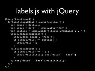 Unobtrusive JavaScript with jQuery