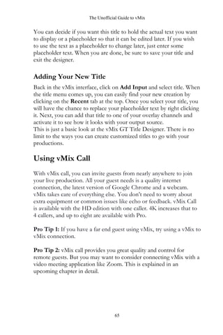 Vmix User Guide.pdf Unofficial guide to vmix by streamgeeks | PDF