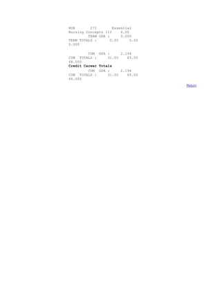 Cna Transcript Unofficial transcript | DOCX