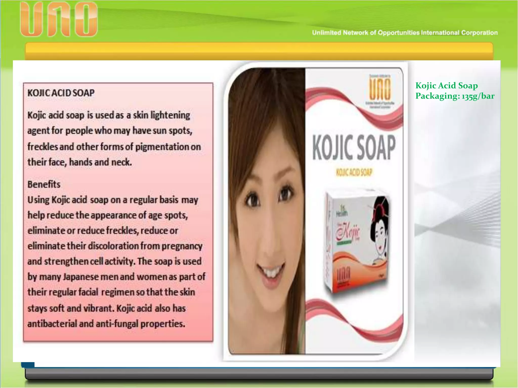 Kojic Acid Soap
Packaging: 135g/bar
 