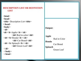 Unordered List, Nested and Ordered Lists in HTML.pptx