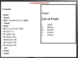 Unordered List, Nested and Ordered Lists in HTML.pptx