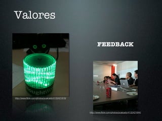 Valores

                                                          FEEDBACK




http://www.ﬂickr.com/photos/pcalcado/4132421818/




                                                   http://www.ﬂickr.com/photos/pcalcado/4132421644/
 