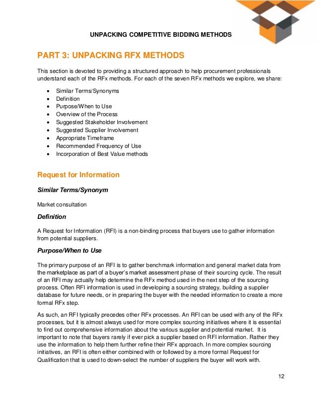 Unpacking Competitive Bidding Methods White Paper Unpacking Competitive Bidding Methods White Paper