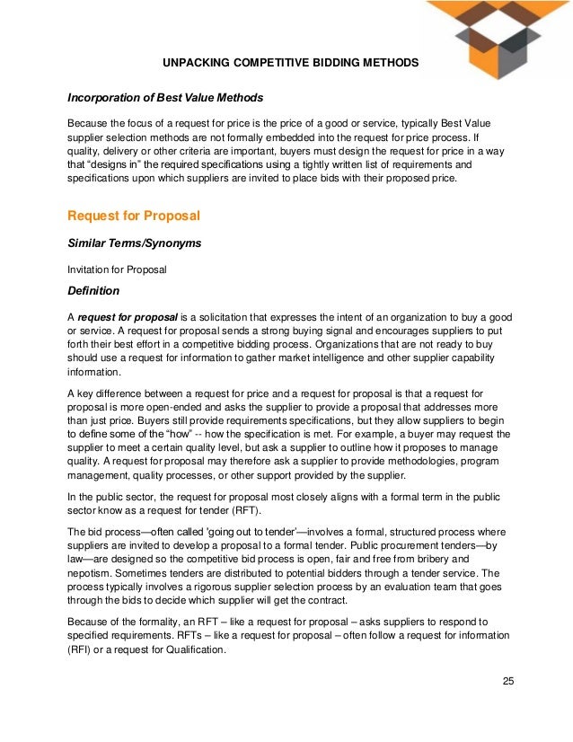 Unpacking Competitive Bidding Methods White Paper Unpacking Competitive Bidding Methods White Paper