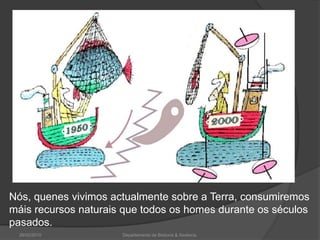 26/02/2010Departamento de Bioloxía & Xeoloxía.Nós, quenes vivimos actualmente sobre a Terra, consumiremos máis recursos naturais que todos os homes durante os séculos pasados. 