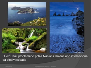 O 2010 foi  proclamado polas Nacións Unidas ano internacional da biodiversidade 26/02/2010Departamento de Bioloxía & Xeoloxía.