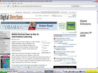 Digital Directions January 9 th  2009 