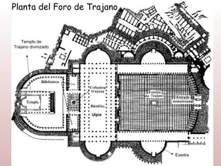 Planta del Foro de Trajano


    Templo de
Trajano divinizado




                     Ulpia




                             Exedra
 
