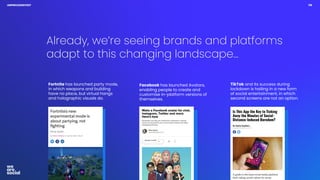 UNPRECEDENTED?
Already, we’re seeing brands and platforms
adapt to this changing landscape...
119
Fortnite has launched pa...