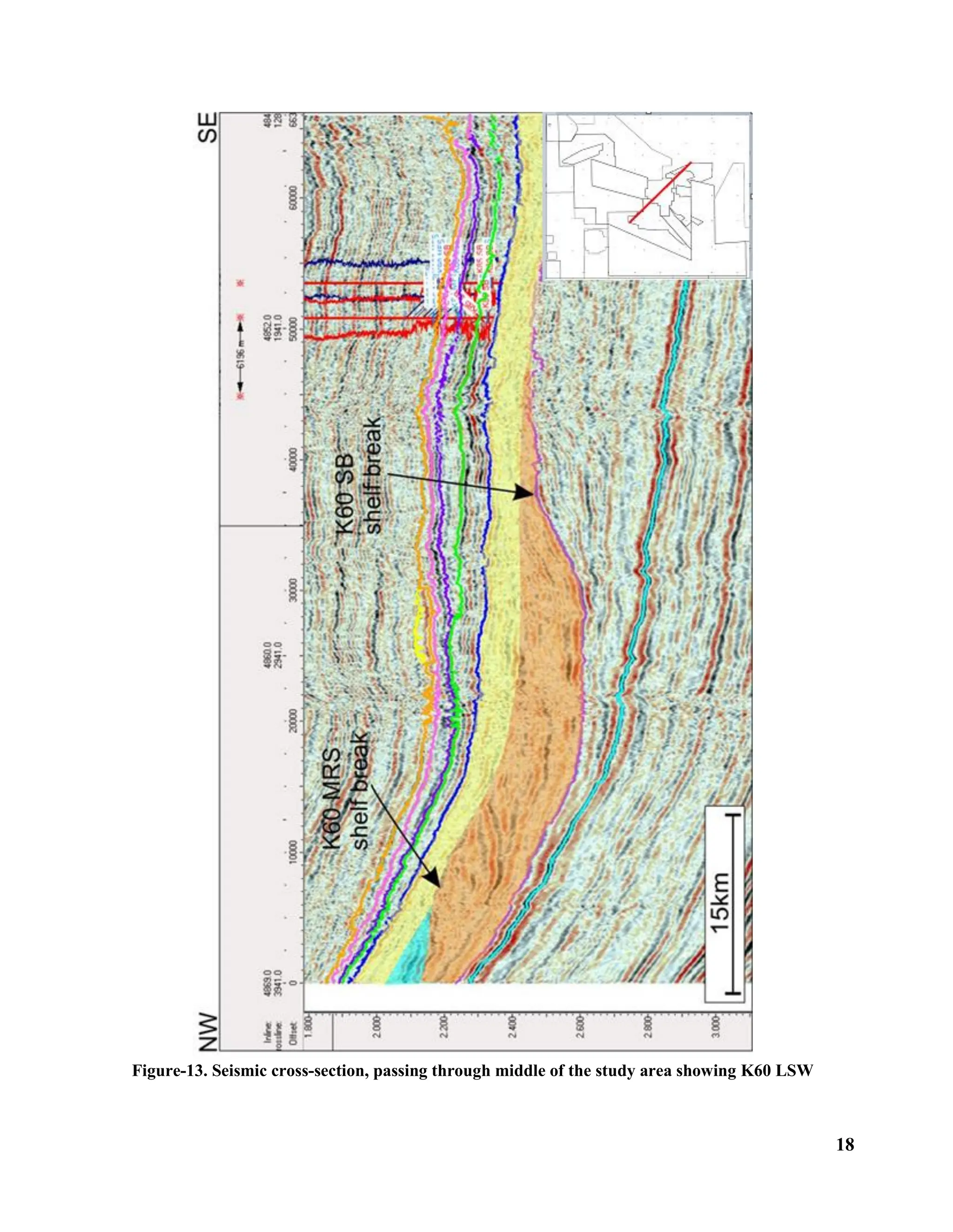 18
Figure-13. Seismic cross-section, passing through middle of the study area showing K60 LSW
 
