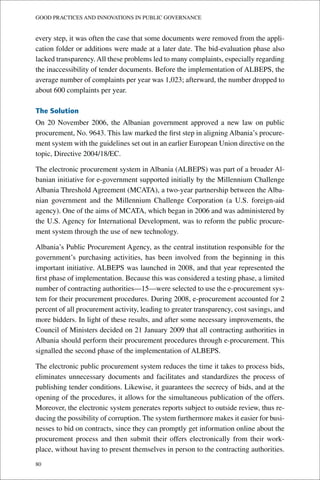 Good Practices and Innovations in Public Governance United Nations Public Service Awards Winners, 2003-2011