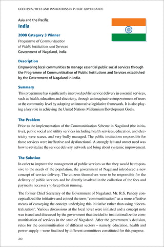 Good Practices and Innovations in Public Governance United Nations Public Service Awards Winners, 2003-2011
