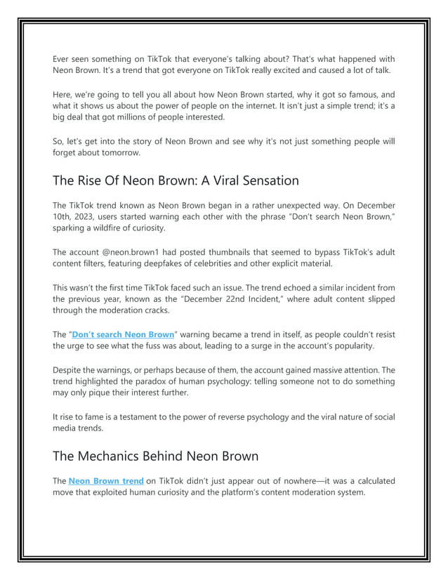 Neon Brown TikTok's Unexpected Sensation Explained PDF