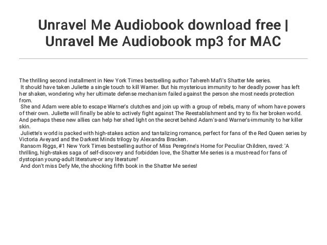 unravel me audiobook unravel me audiobook