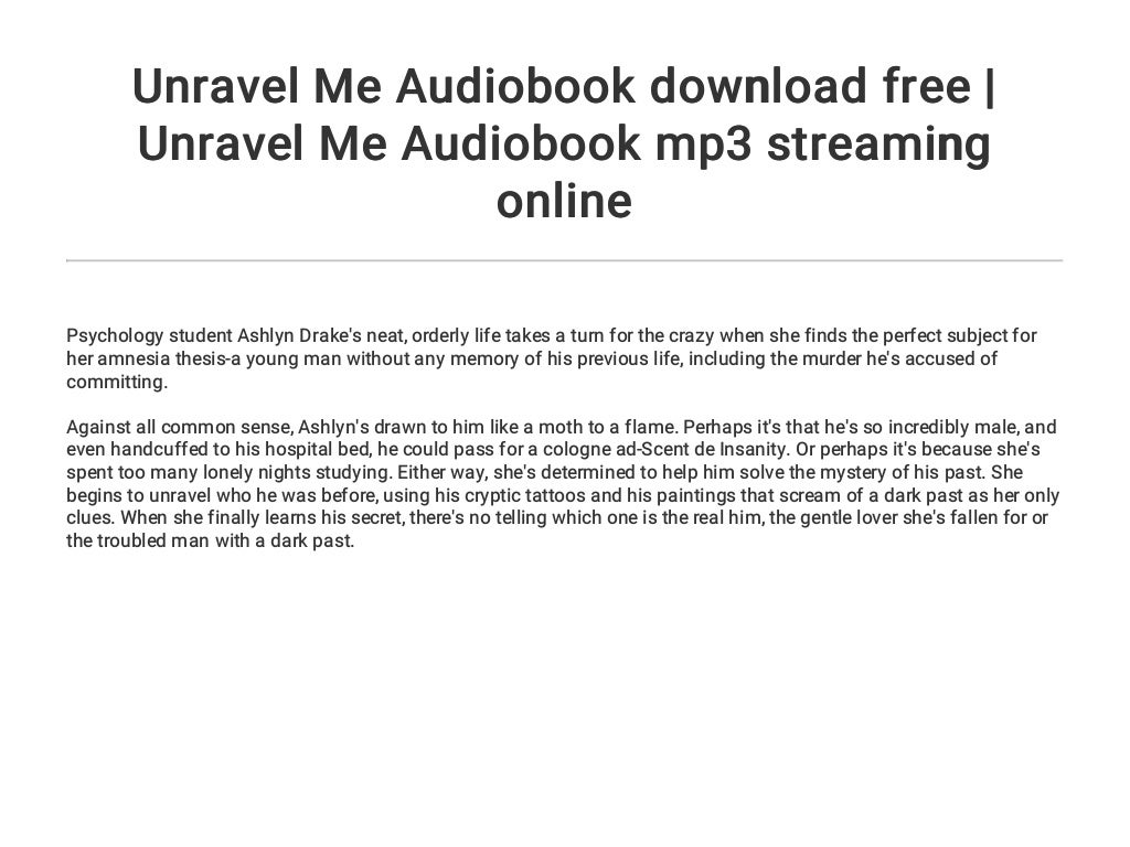 unravel me audiobook unravel me audiobook