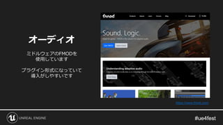 オーディオ
ミドルウェアのFMODを
使用しています
プラグイン形式になっていて
導入がしやすいです
https://www.fmod.com/
 