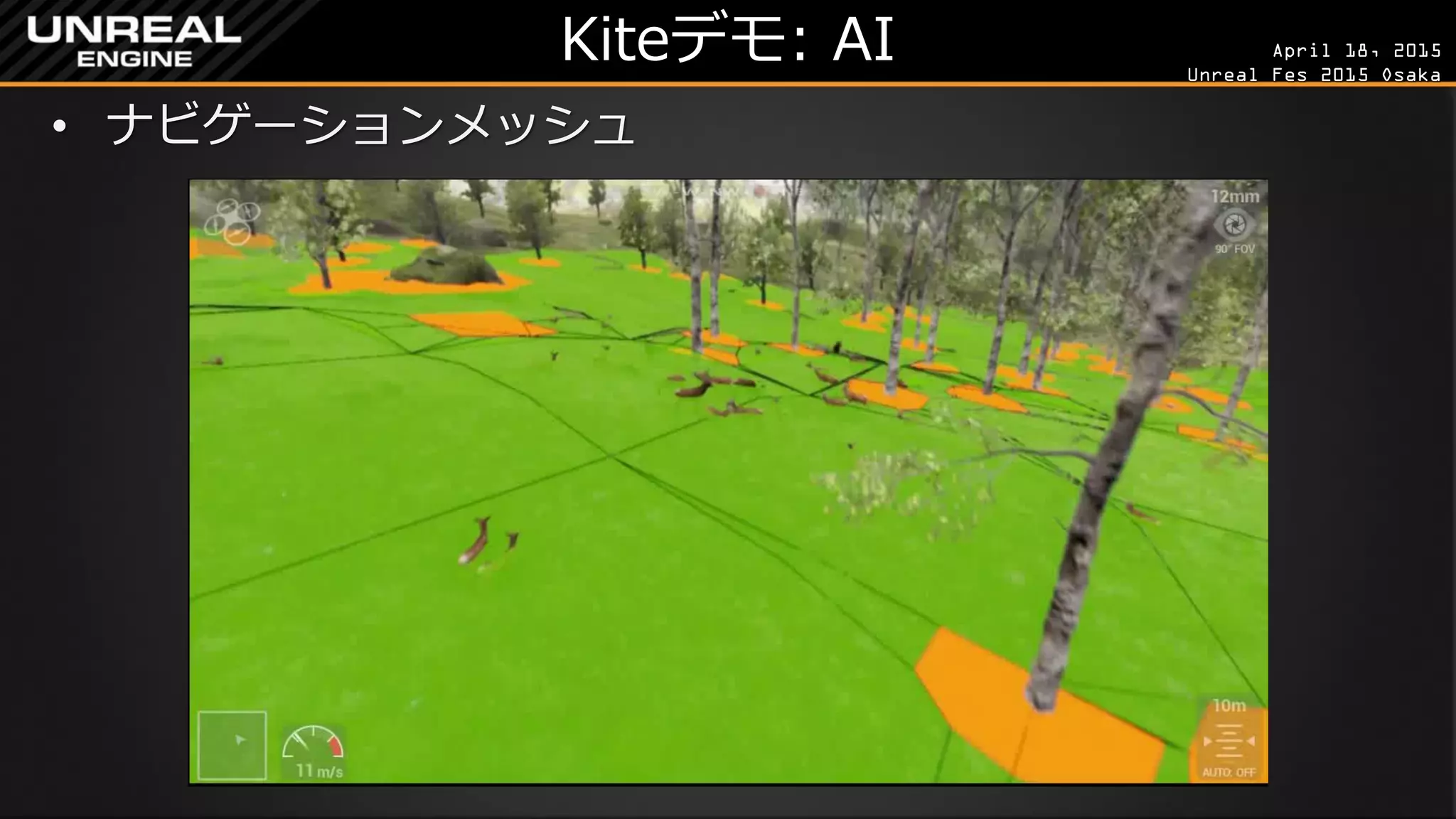April 18, 2015
Unreal Fes 2015 Osaka
Kiteデモ: AI
• ナビゲーションメッシュ
 