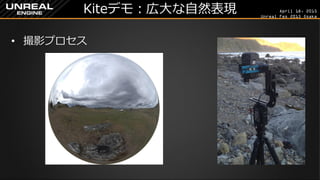April 18, 2015
Unreal Fes 2015 Osaka
Kiteデモ：広大な自然表現
• 撮影プロセス
 