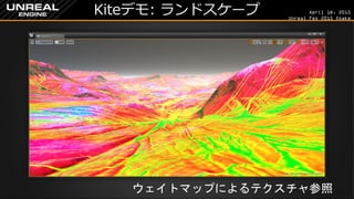 April 18, 2015
Unreal Fes 2015 Osaka
Kiteデモ: ランドスケープ
ウェイトマップによるテクスチャ参照
 