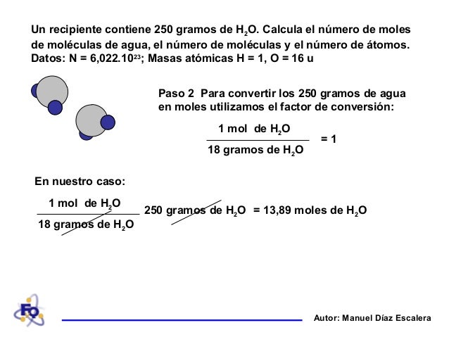Ejercicios de moles con agua
