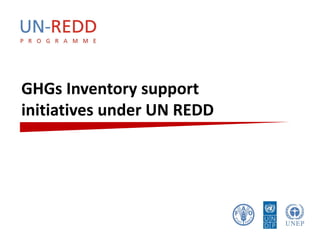 GHGs Inventory support
initiatives under UN REDD
 