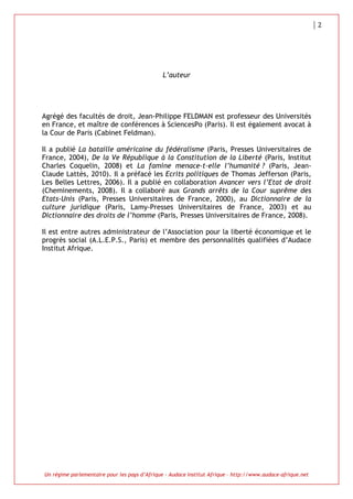 Un Regime Parlementaire Pour L Afrique Jp Feldman