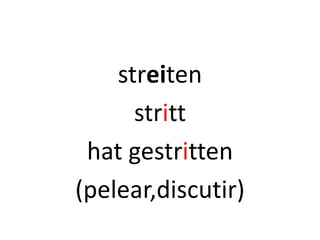 streiten
stritt
hat gestritten
(pelear,discutir)
 