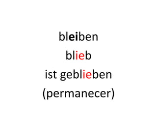 bleiben
blieb
ist geblieben
(permanecer)
 
