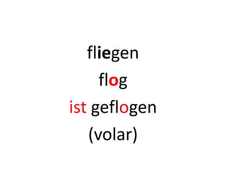 fliegen
flog
ist geflogen
(volar)
 