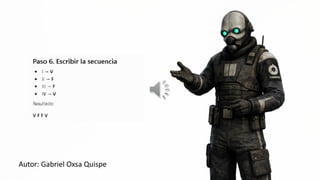 Paso 6. Escribir la secuencia
e |-Y
e || F
e ||| —F
e [Y-—VY
Resultado:
VEFWY
Autor: Gabriel Oxsa Quispe
 