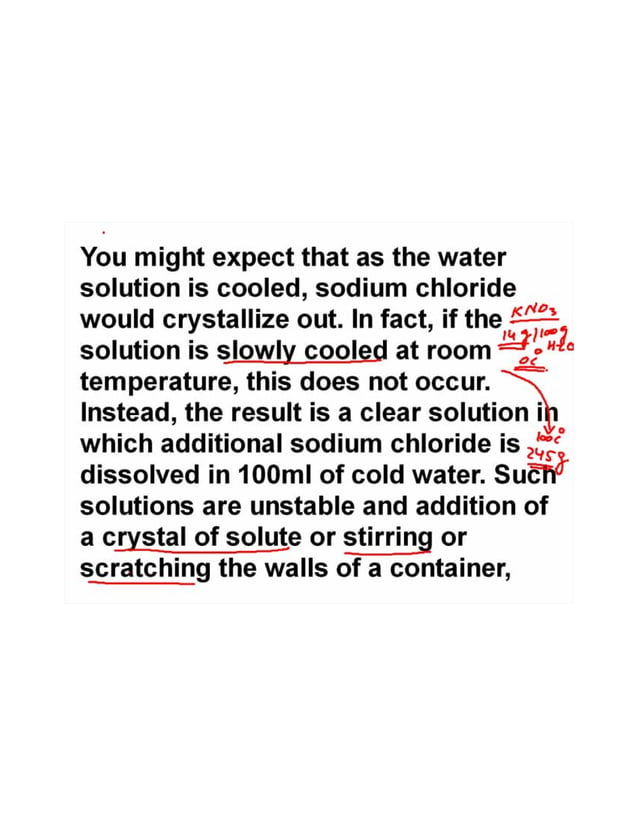Unsaturated, saturated and supersaturated solutions