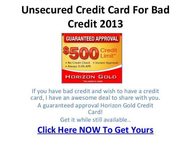 Unsecured Credit Card For Bad Credit 2013