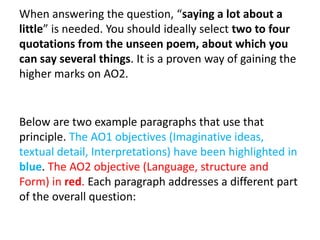 Sign Saying Just Ao2 Unseen poem exam practice | PPTX