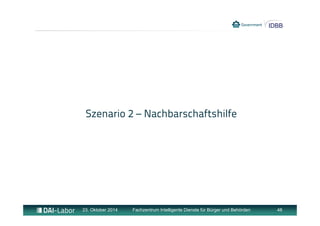 Szenario 2 – Nachbarschaftshilfe 
23. Oktober 2014 Fachzentrum Intelligente Dienste für Bürger und Behörden 48 
 