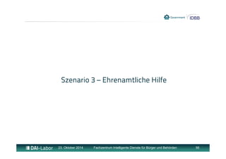 Szenario 3 – Ehrenamtliche Hilfe 
23. Oktober 2014 Fachzentrum Intelligente Dienste für Bürger und Behörden 56 
 