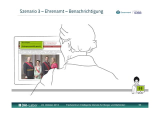 Szenario 3 – Ehrenamt – Benachrichtigung 
23. Oktober 2014 Fachzentrum Intelligente Dienste für Bürger und Behörden 59 
 