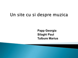 Papp Georgia
Silaghi Paul
Tulbure Marius
 