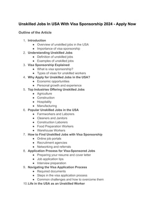 Sponsorship Jobs in USA Required Documents